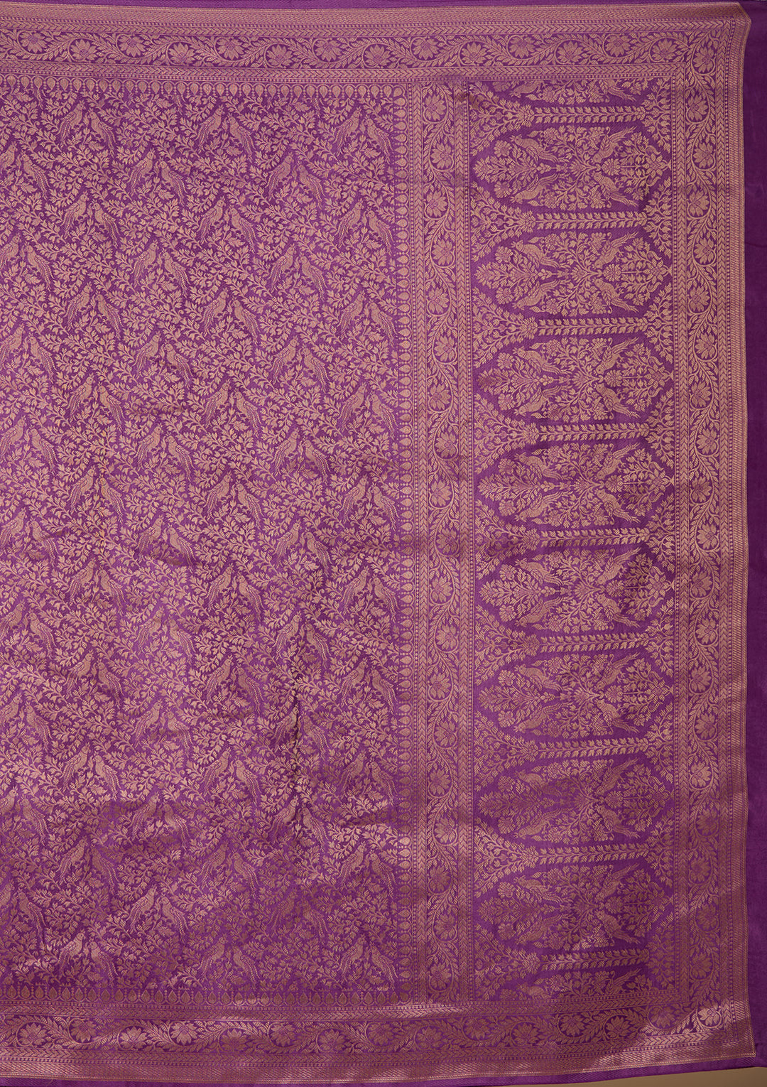 Purple Silk Jaal Saree With Matching Blouse Piece