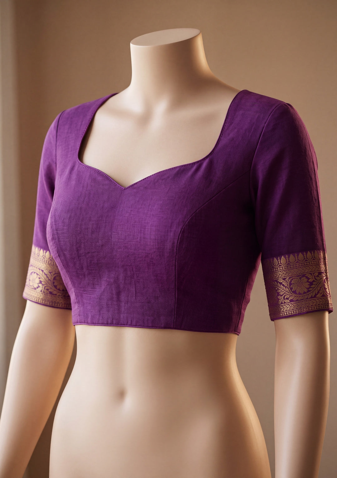 Purple Silk Jaal Saree With Matching Blouse Piece