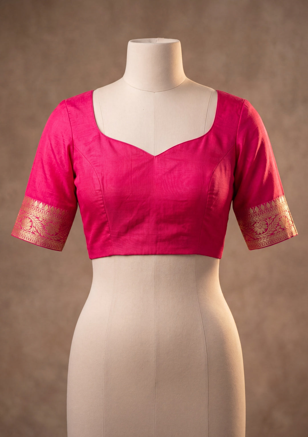 Rani Pink Silk Jaal Saree With Matching Blouse Piece