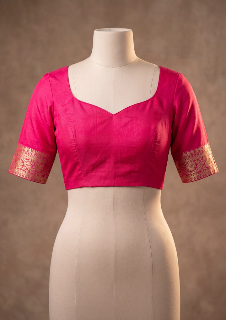 Rani Pink Silk Jaal Saree With Matching Blouse Piece