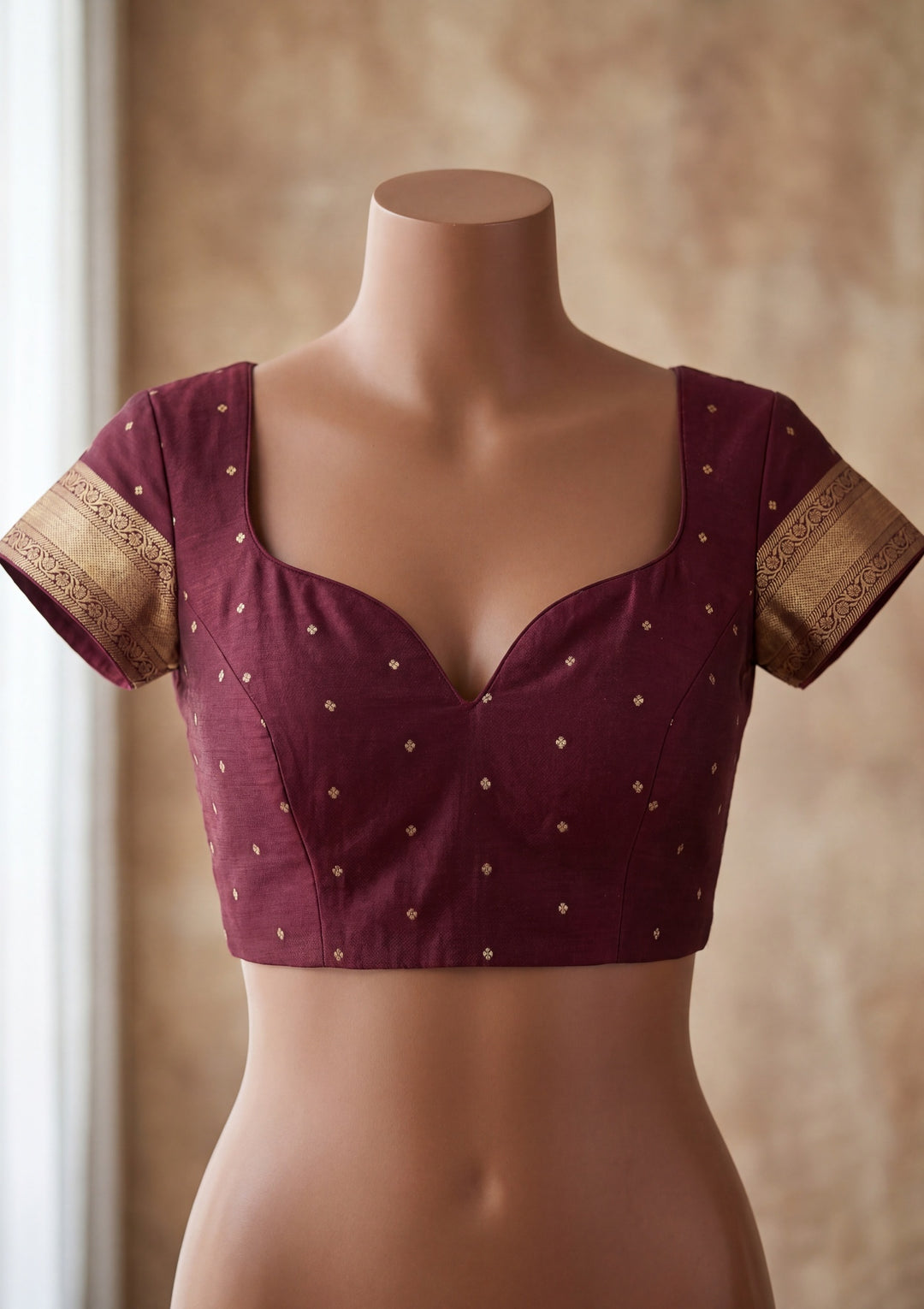 Rust Silk Buti Saree With Matching Blouse Piece