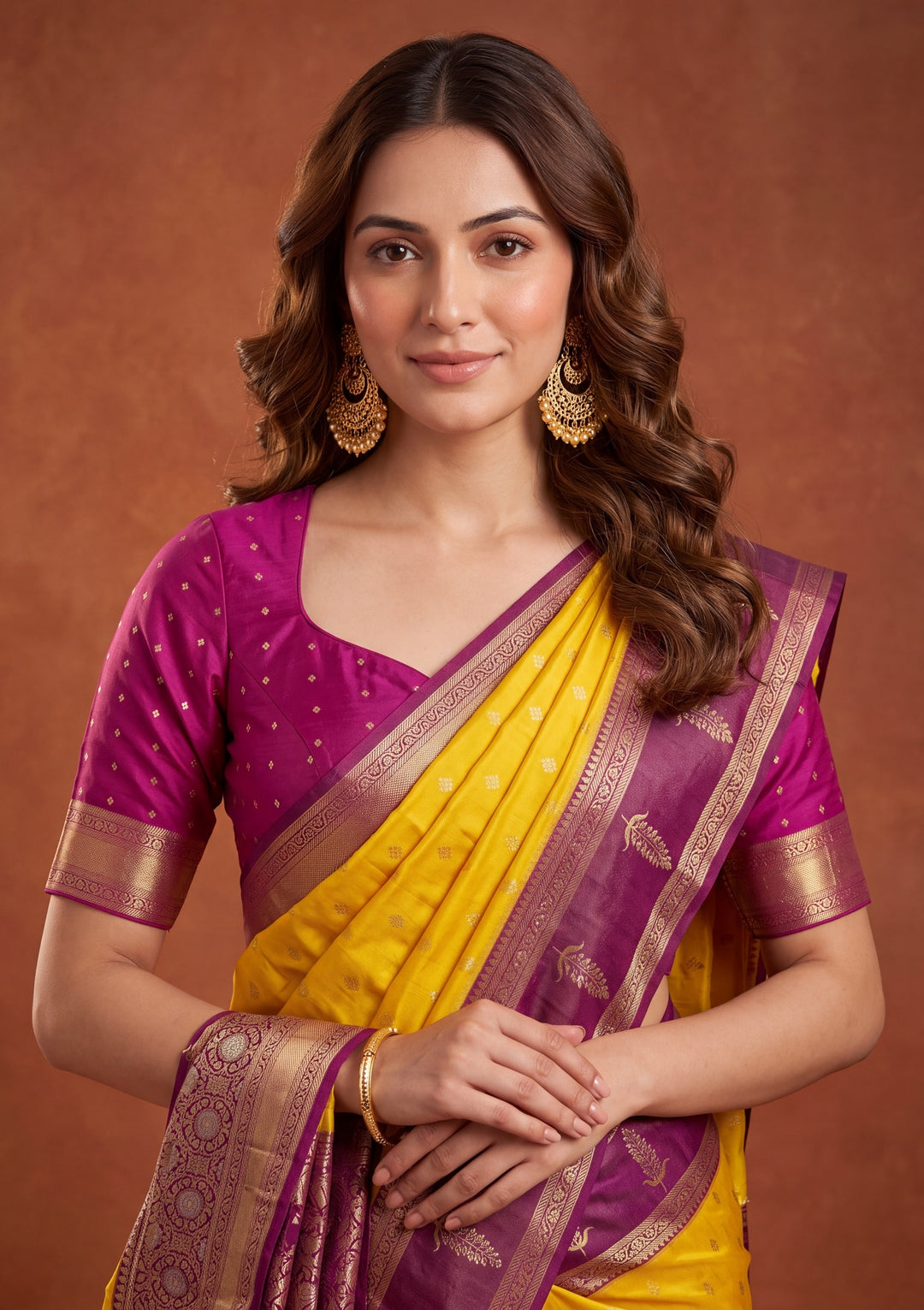 Yellow Silk Buti Saree With Matching Blouse Piece