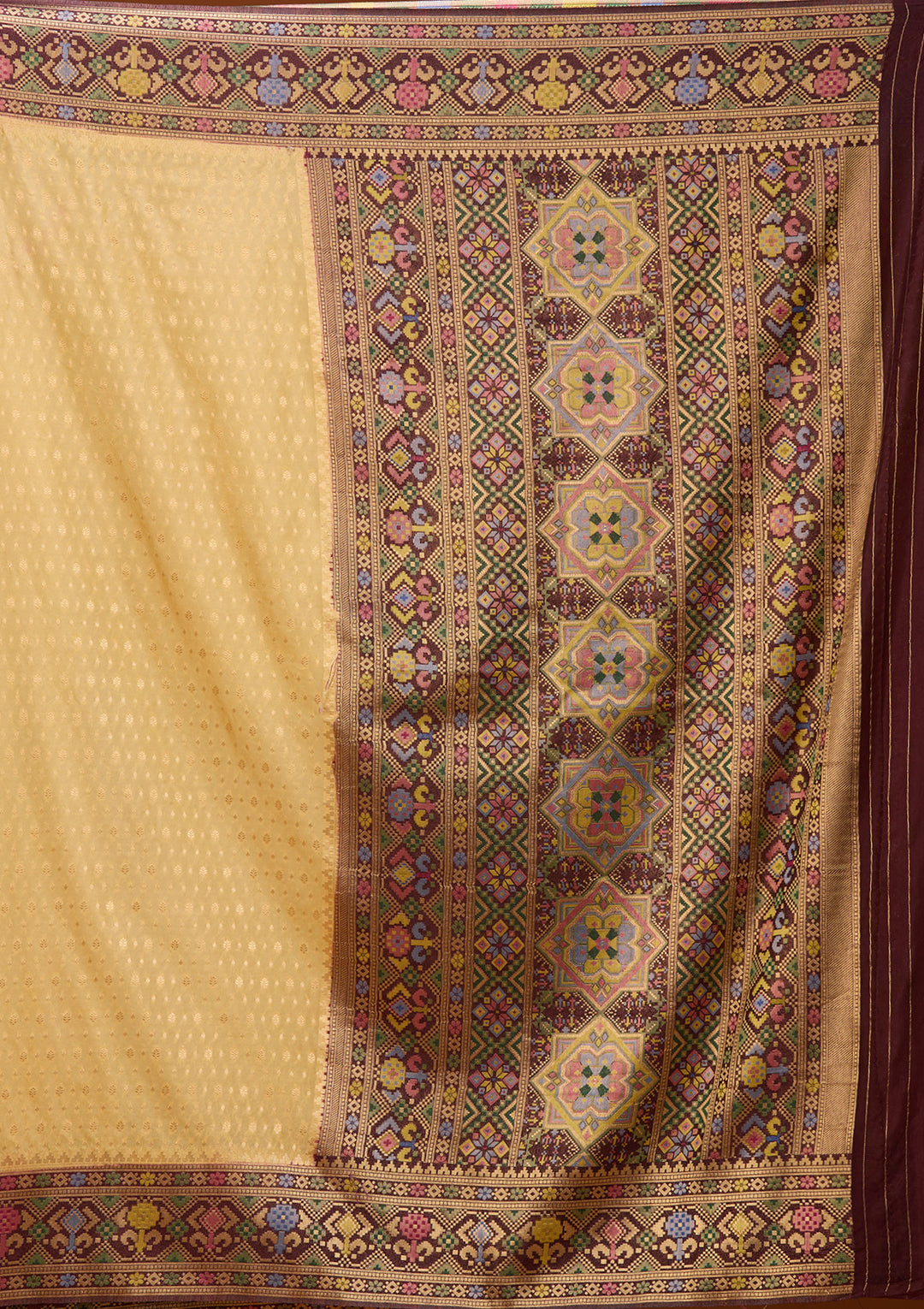 Gold Art Silk Banarasi Buti Saree With Matching Blouse Piece