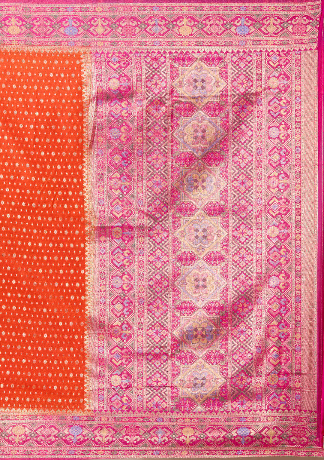 Orange Banarasi Art Silk Saree With Matching Blouse Piece