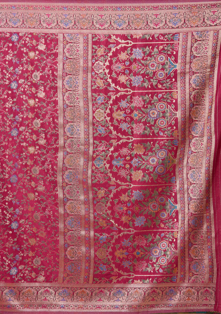 Wine Banarasi Art Silk Saree With Matching Blouse Piece