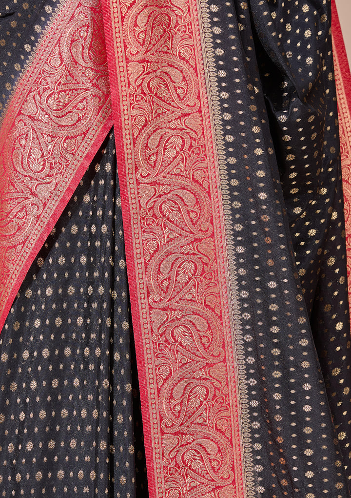 Black Banarasi Art Silk Saree With Matching Blouse Piece