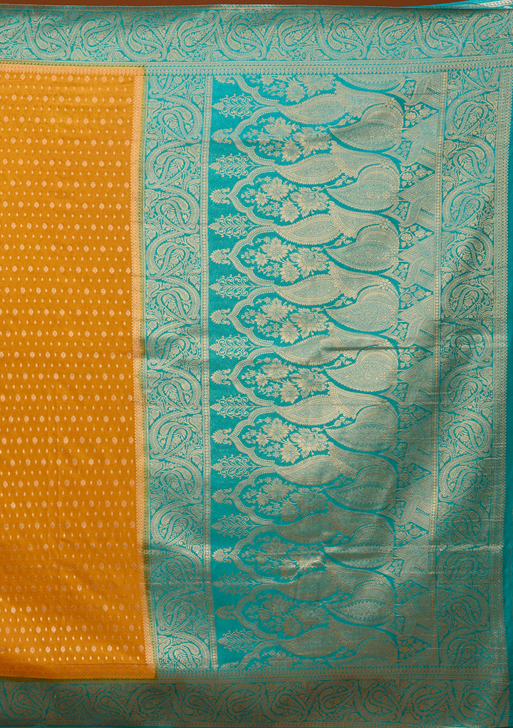Mustard Yellow Banarasi Art Silk Saree With Matching Blouse Piece