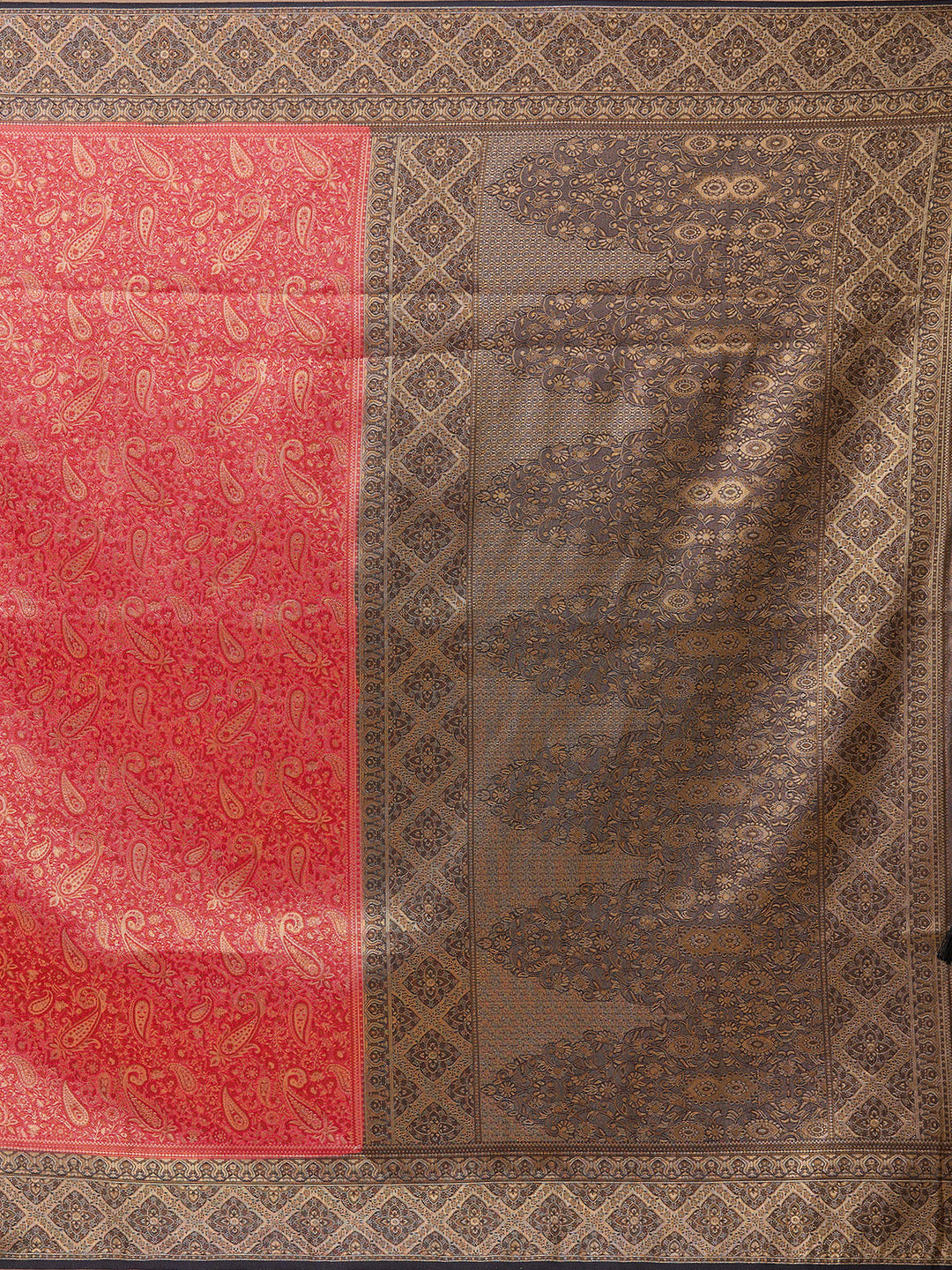 Red Banarasi Art Silk Saree With Matching Blouse Piece