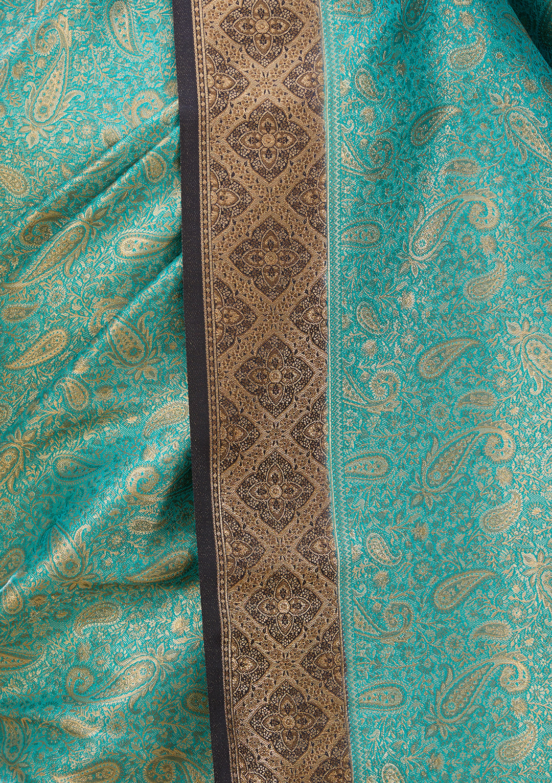 Turquoise Blue Art Silk Banarasi Jaal Saree With Matching Blouse Piece