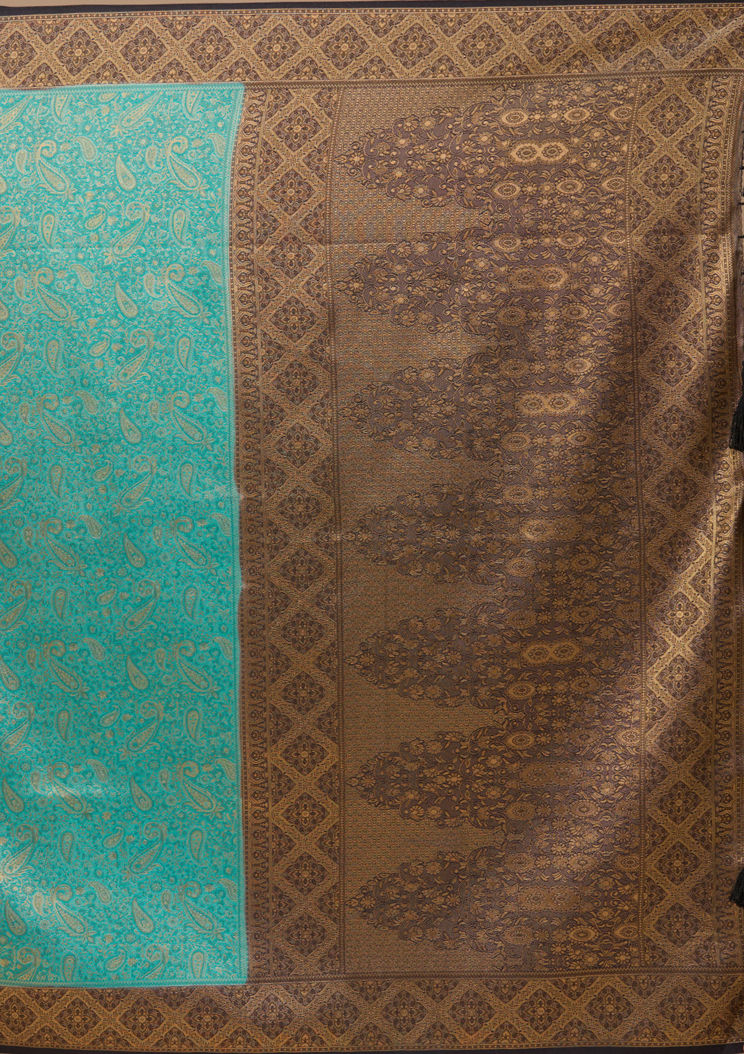 Turquoise Blue Art Silk Banarasi Jaal Saree With Matching Blouse Piece