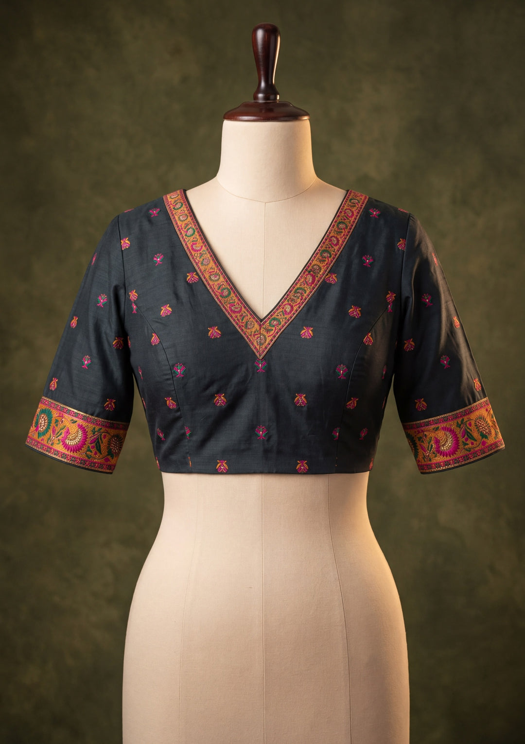 Black Art Silk Jaal Gold Stonework Saree With Matching Blouse Piece
