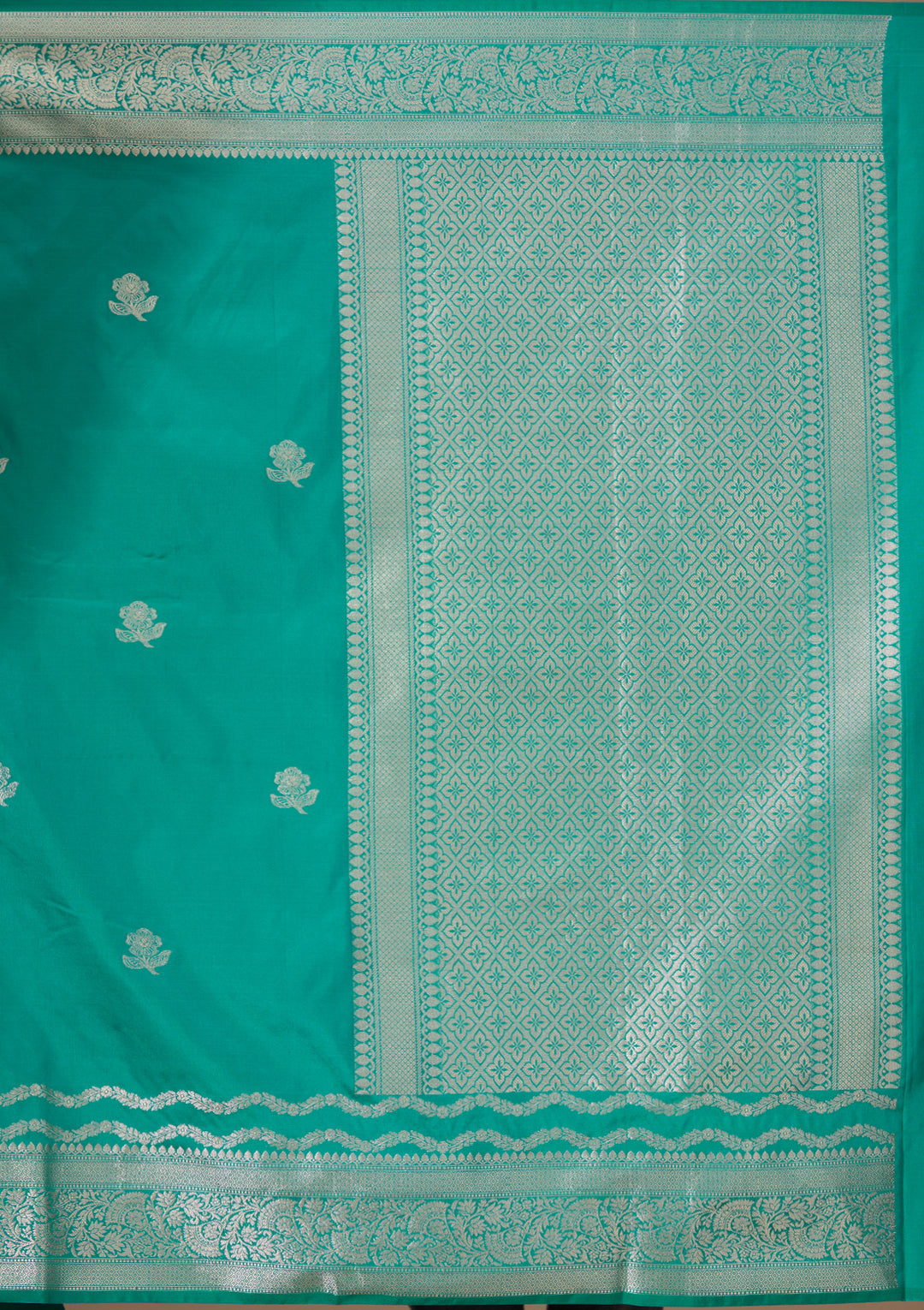 Rama Green Art Silk Buti Saree With Matching Blouse Piece