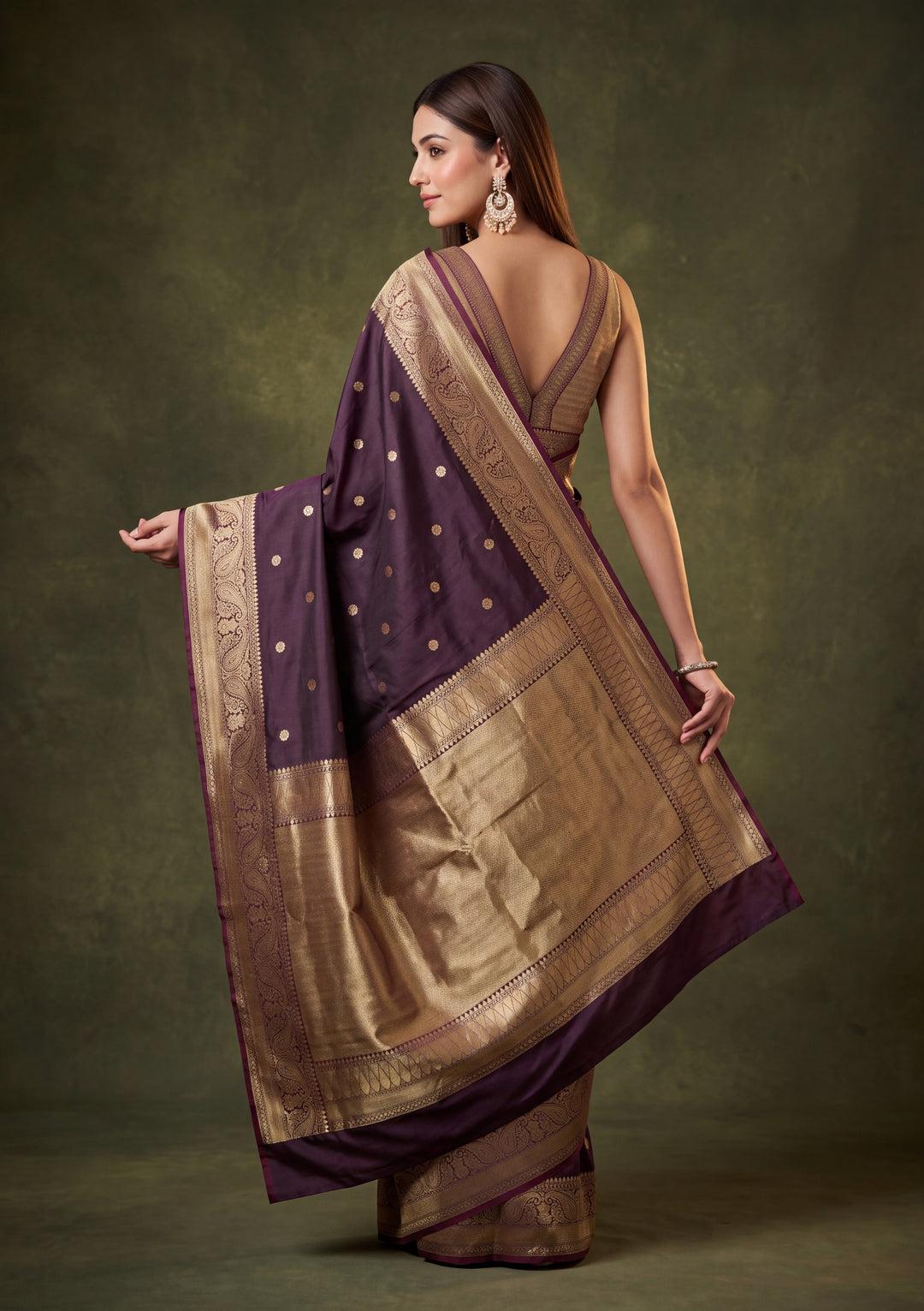 Dark Maroon Art Silk Buti Saree With Matching Blouse Piece