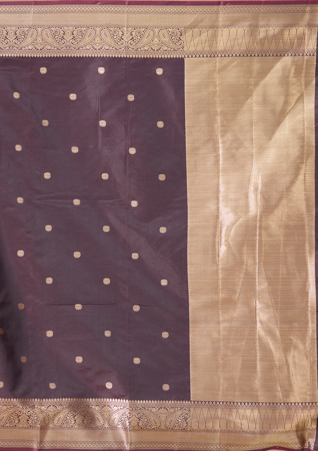 Dark Maroon Art Silk Buti Saree With Matching Blouse Piece