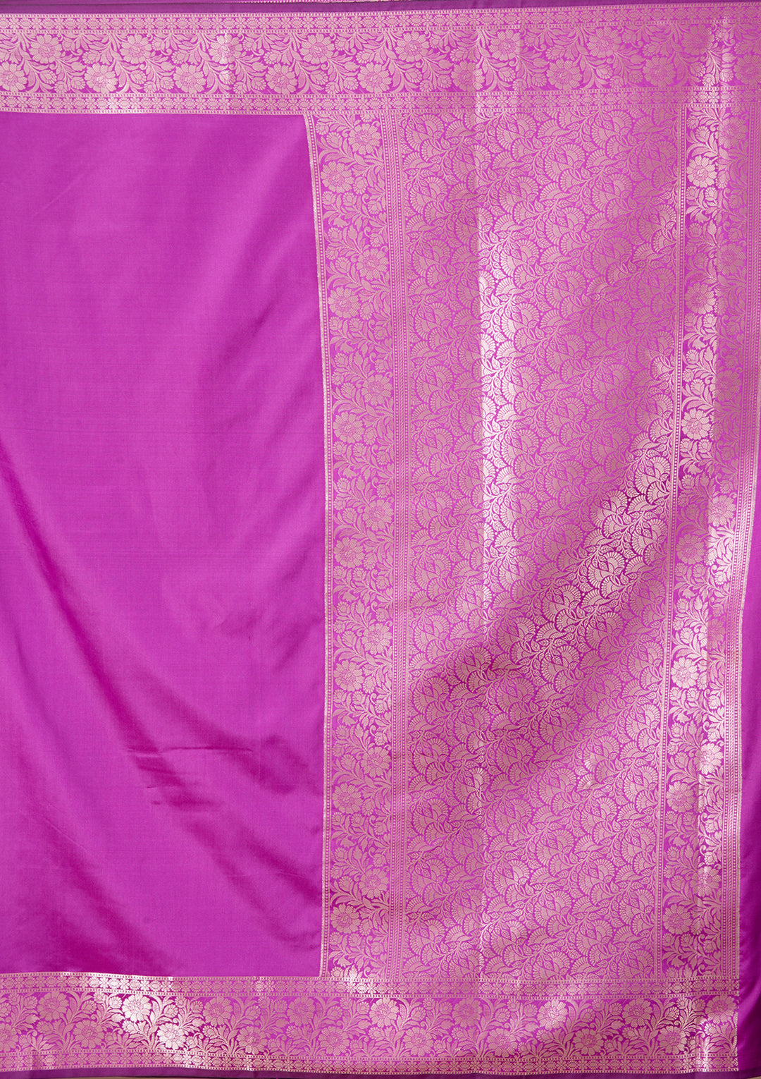 Magenta Pink Art Satin Plain Saree With Matching Blouse Piece