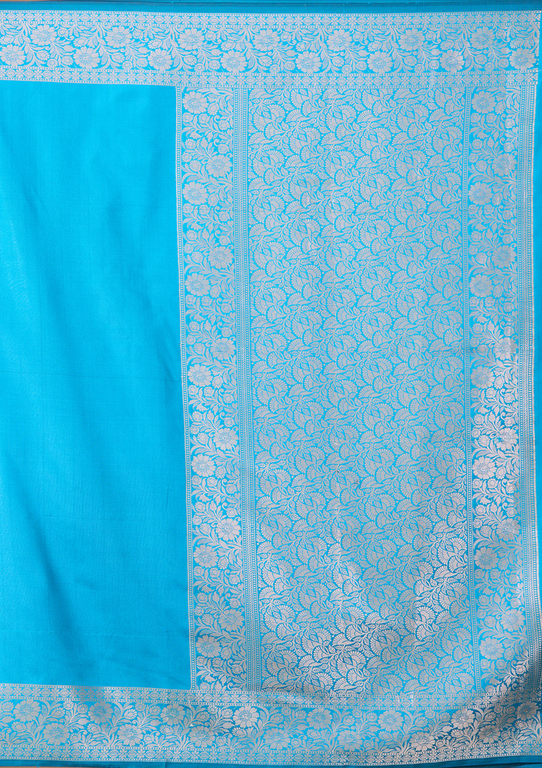 Peacock Blue Art Satin Plain Saree With Matching Blouse Piece