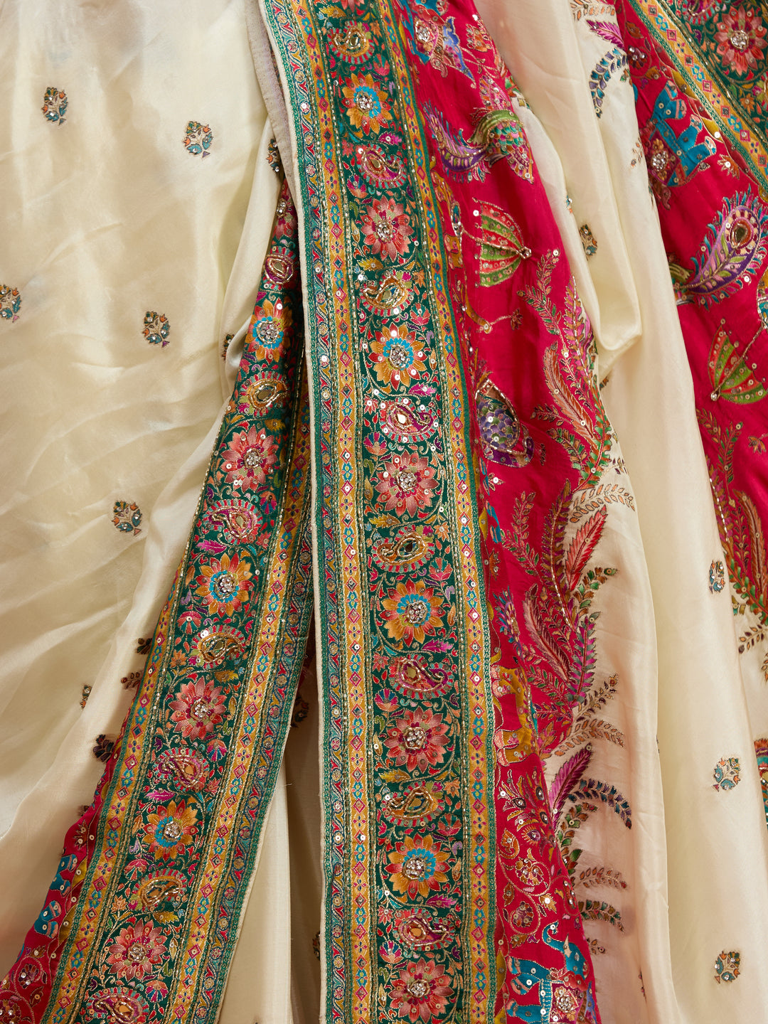 Baby Pink Silk Jaal Cutdana Saree With Matching Blouse Piece