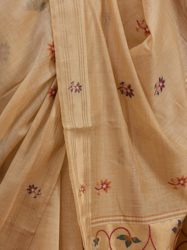 Off White Silk Jaal Cutdana Saree With Matching Blouse Piece