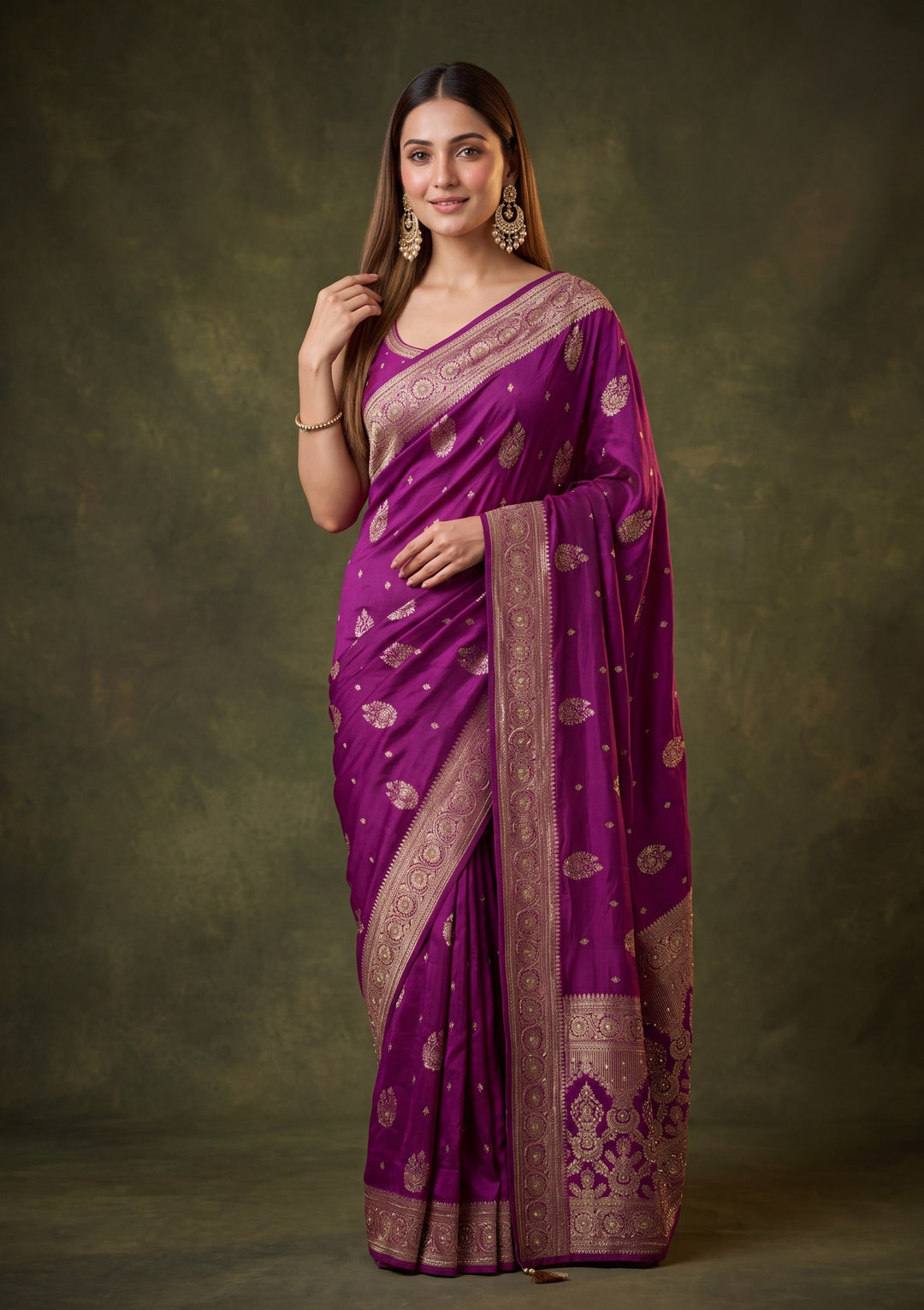 Wine Art Silk Jaal Cutdana Saree With Matching Blouse Piece