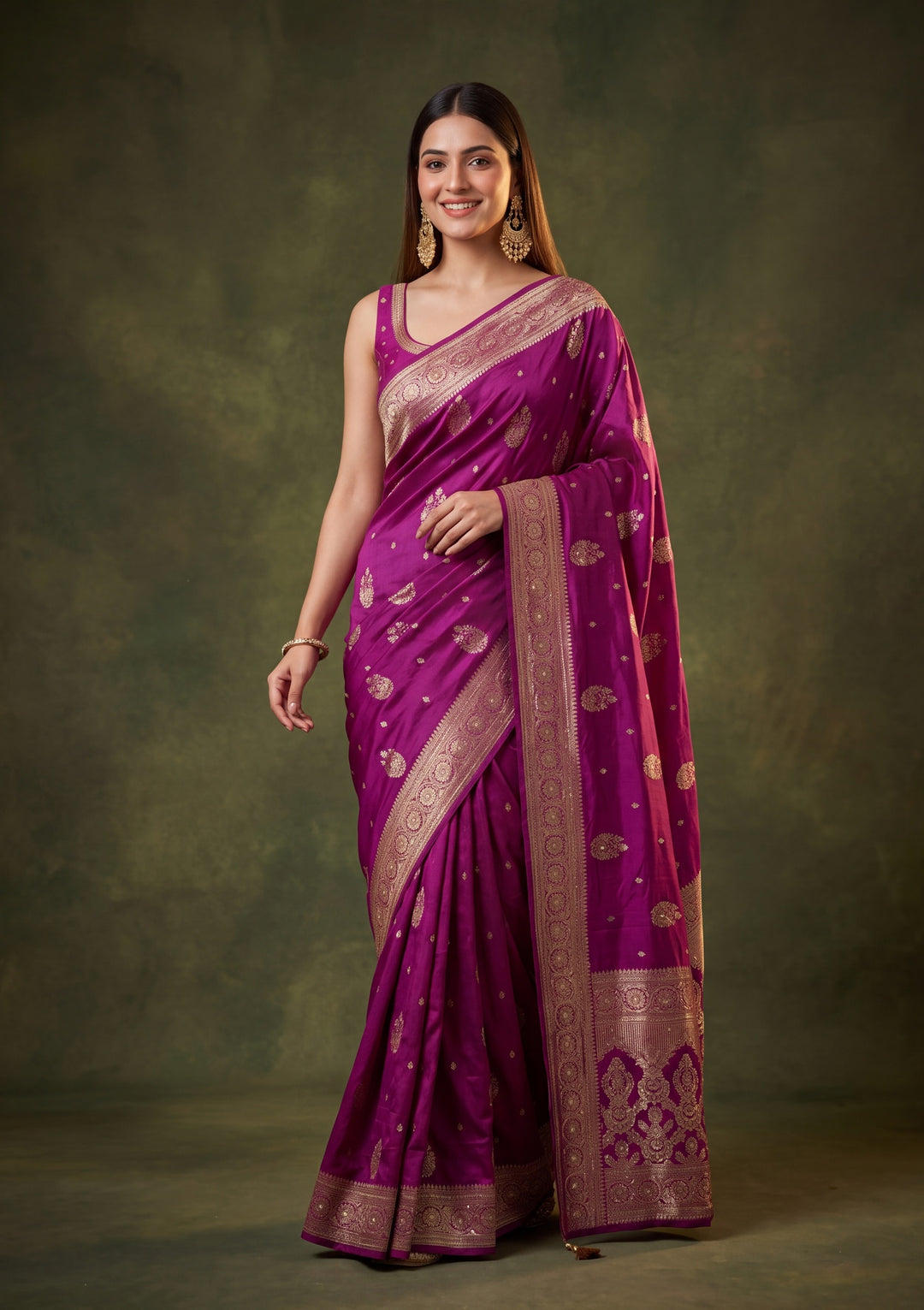 Wine Art Silk Jaal Cutdana Saree With Matching Blouse Piece
