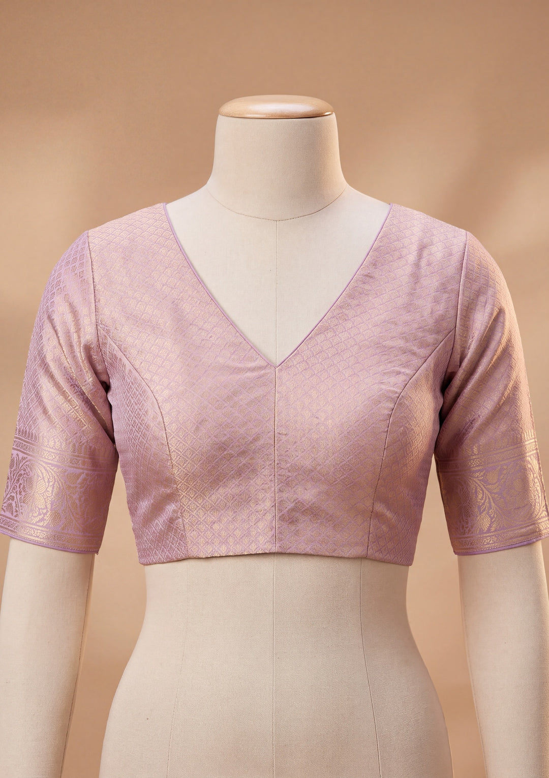 Lavender Silk Jaal Saree With Matching Blouse Piece