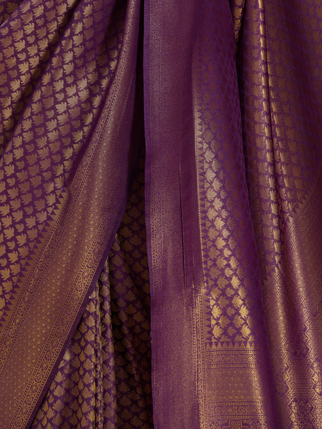 Purple Silk Jaal Saree With Matching Blouse Piece