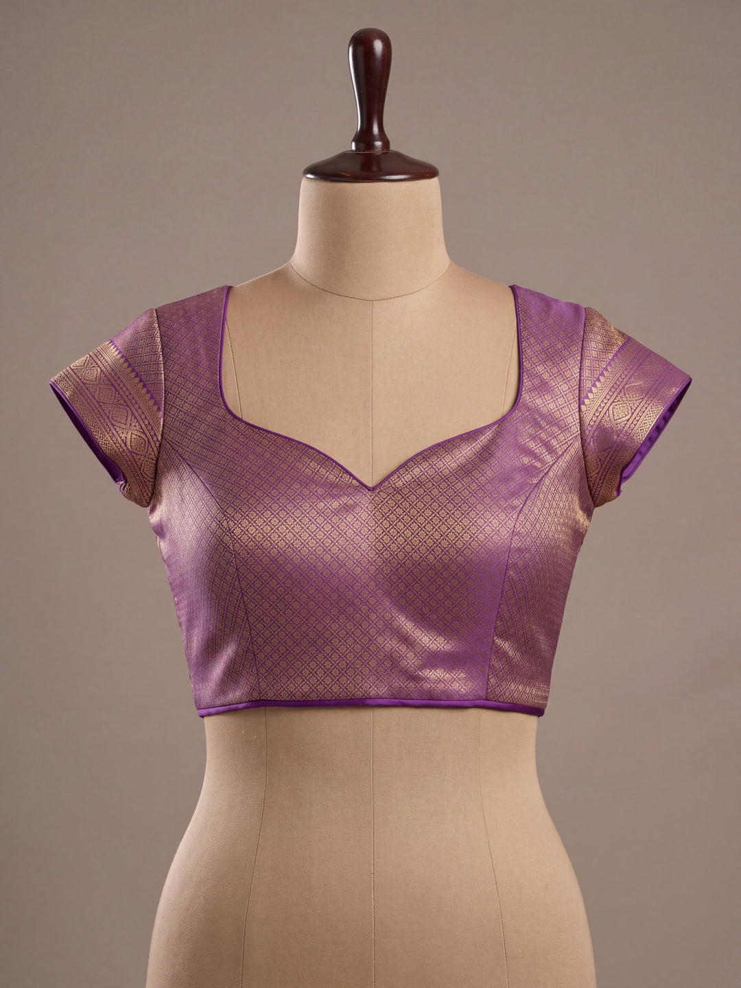 Purple Silk Jaal Saree With Matching Blouse Piece