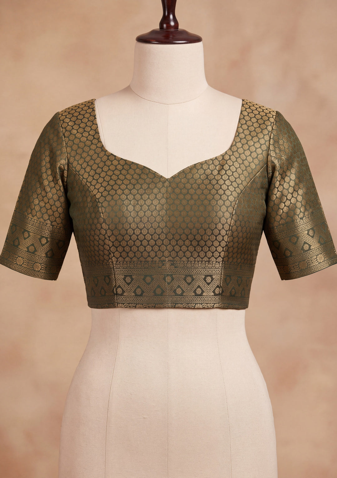 Bottle Green Silk Jaal Saree With Matching Blouse Piece