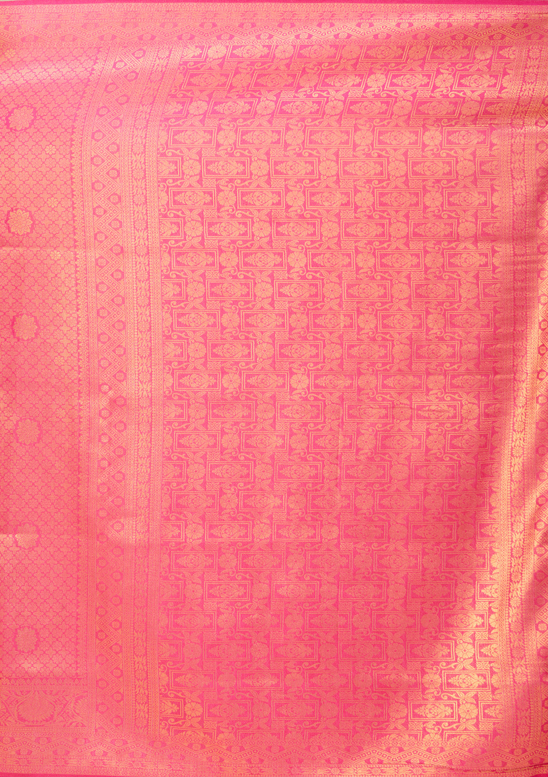Rani Pink Art Silk Jaal Saree With Matching Blouse Piece