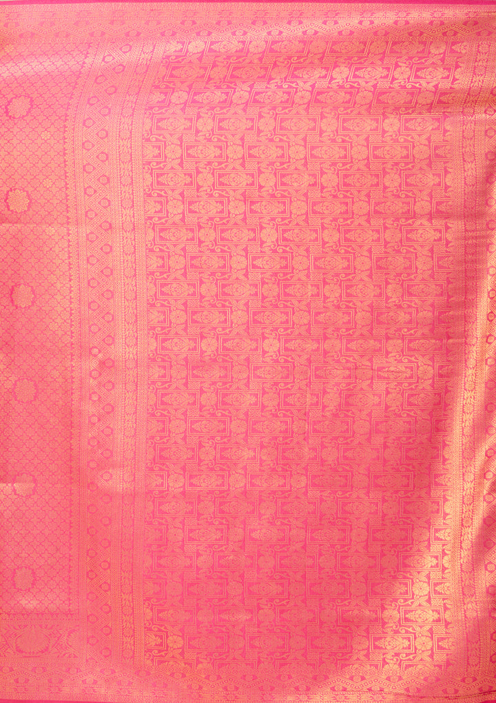Rani Pink Art Silk Jaal Saree With Matching Blouse Piece