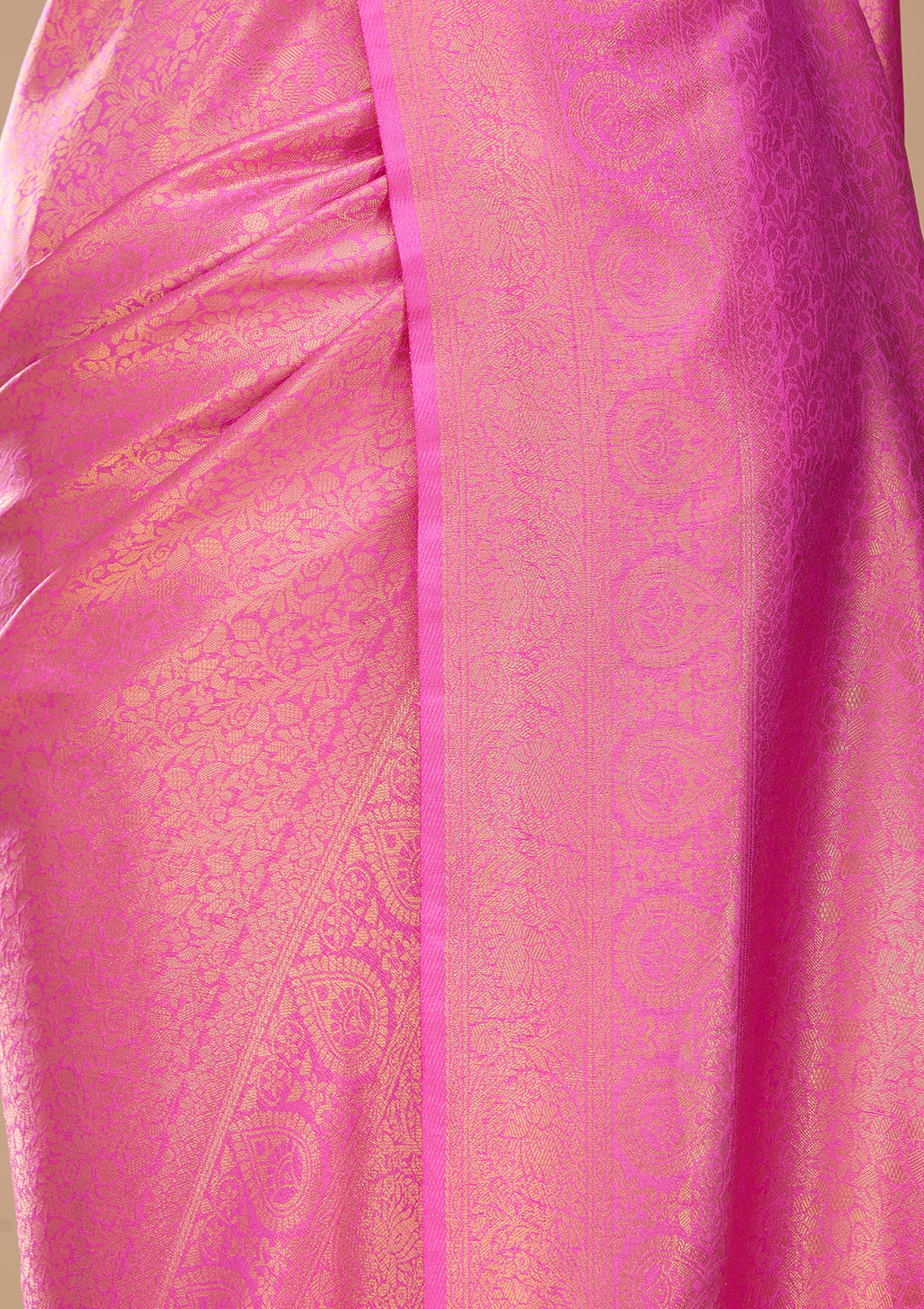 Baby Pink Art Silk Kanjivaram Jaal Saree With Matching Blouse Piece
