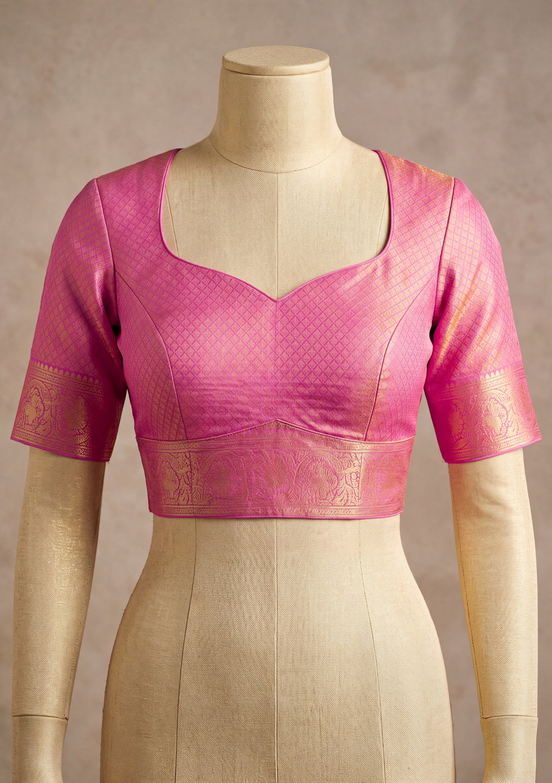 Baby Pink Art Silk Kanjivaram Jaal Saree With Matching Blouse Piece