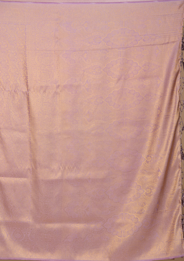 Lavender Silk Jaal Saree With Matching Blouse Piece