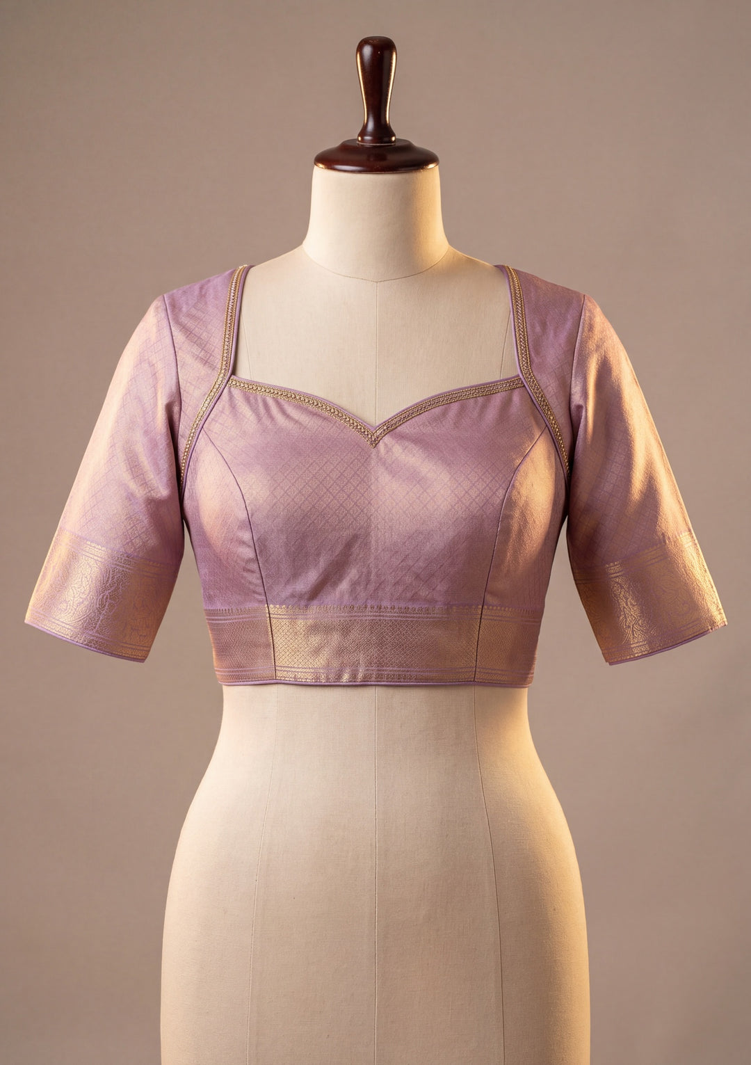 Lavender Silk Jaal Saree With Matching Blouse Piece
