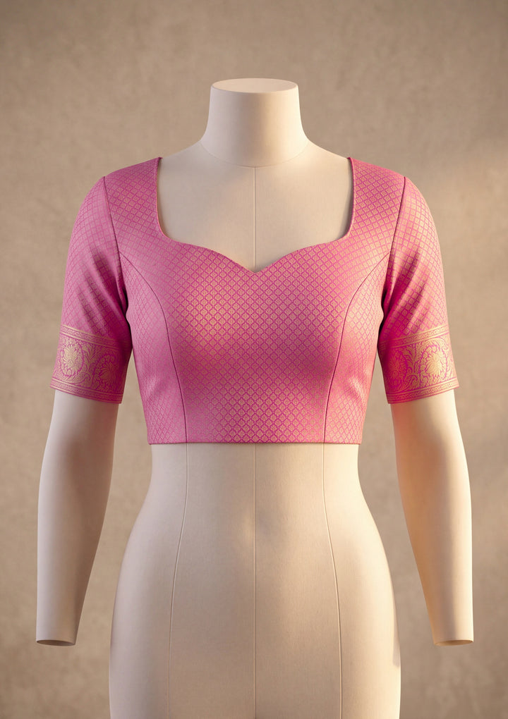 Pink Art Silk Kanjivaram Jaal Saree With Matching Blouse Piece