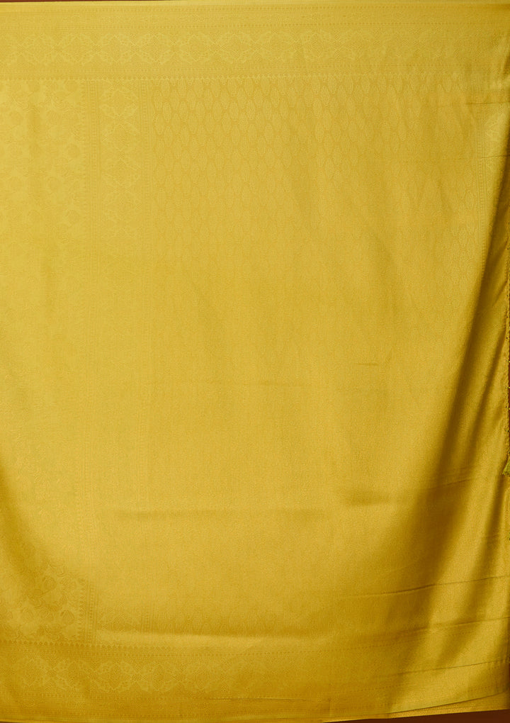 Lime Green Silk Saree With Matching Blouse Piece