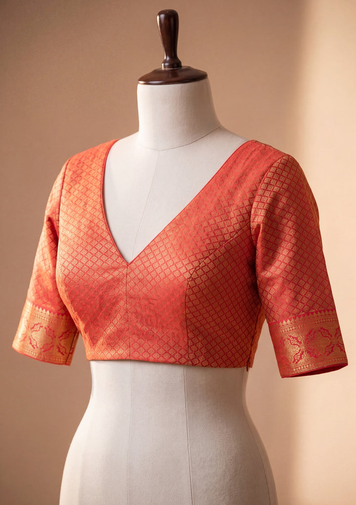 Red Art Silk Jaal Saree With Matching Blouse Piece