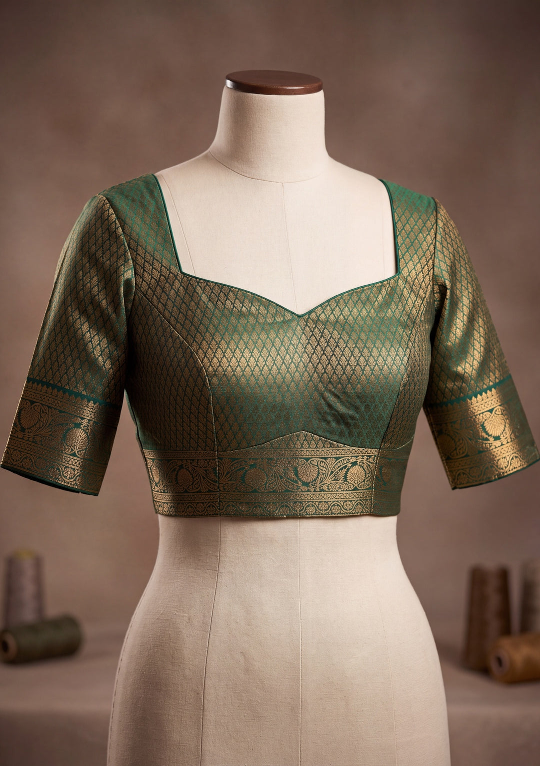 Lime Green Silk Saree With Matching Blouse Piece