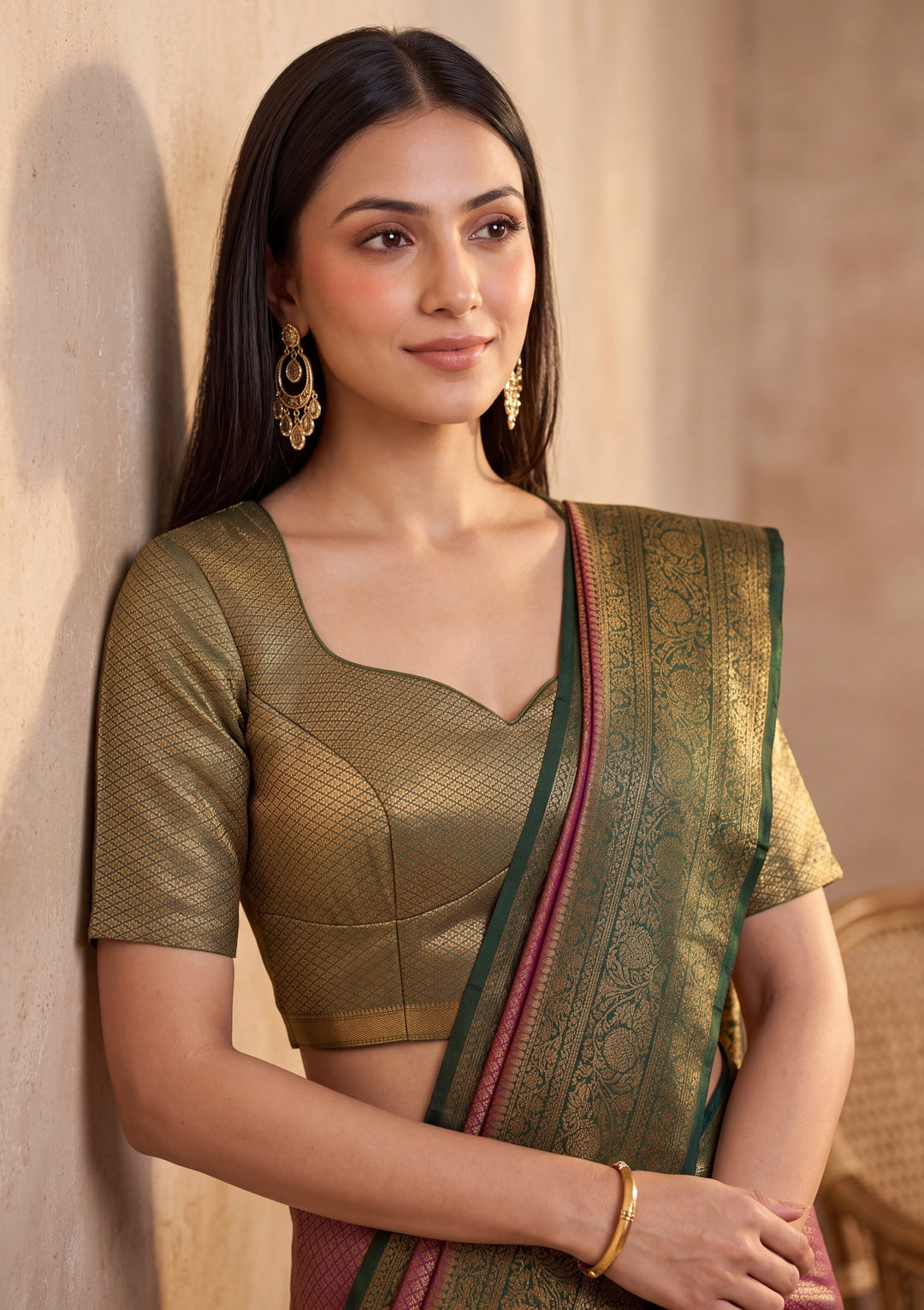 Wine Silk Jaal Saree With Matching Blouse Piece