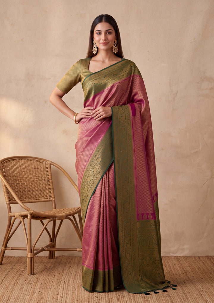 Wine Silk Jaal Saree With Matching Blouse Piece
