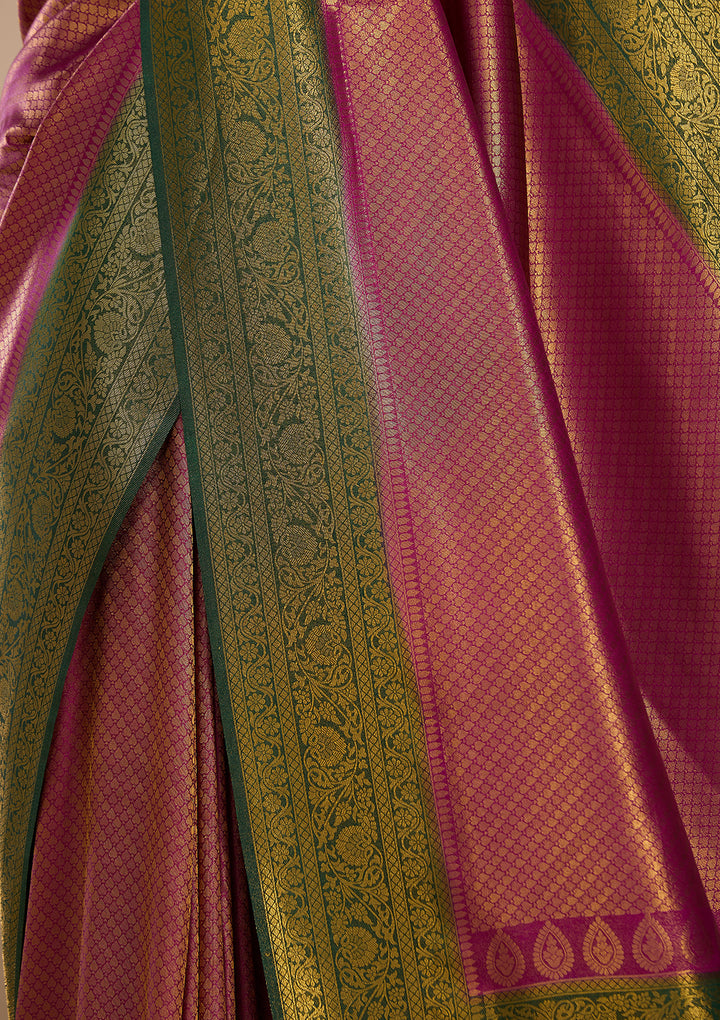 Wine Silk Jaal Saree With Matching Blouse Piece