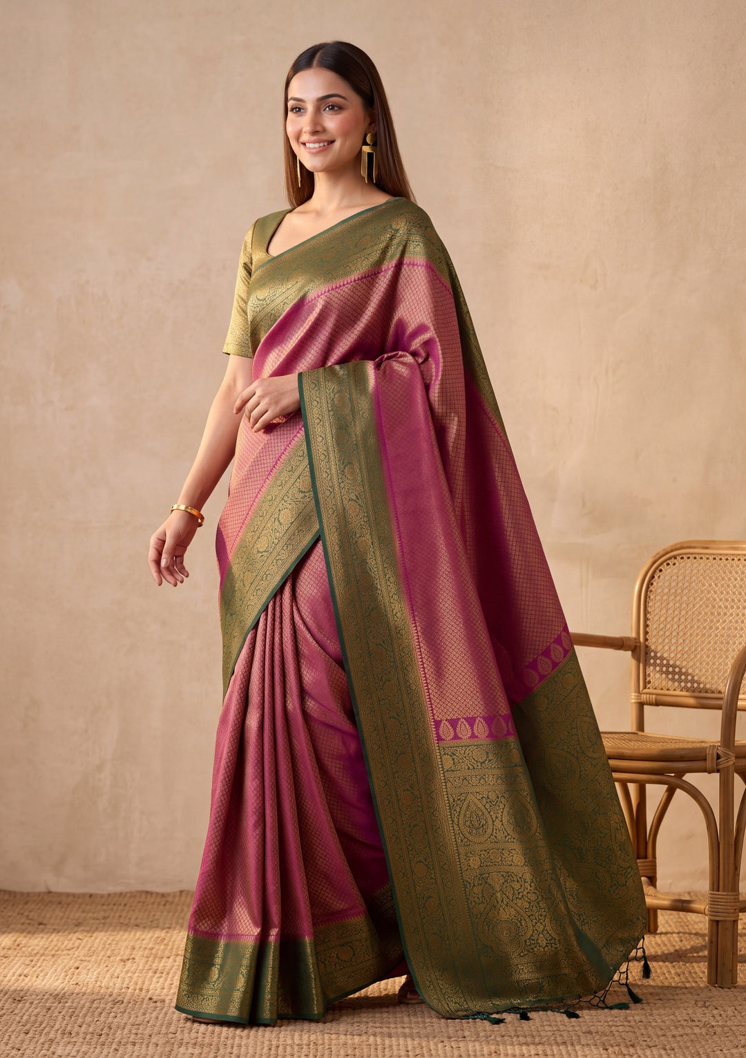 Wine Silk Jaal Saree With Matching Blouse Piece