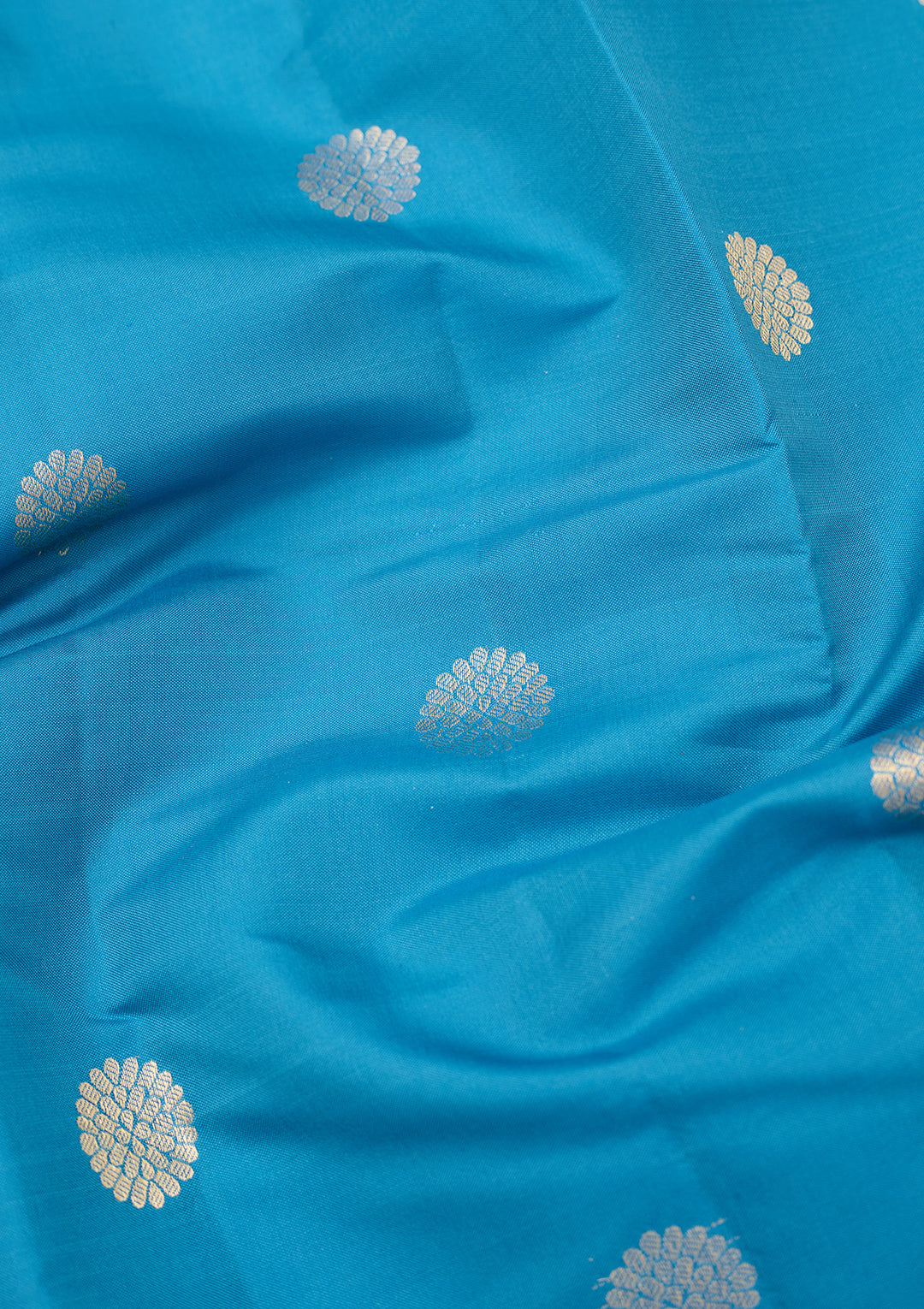 Blue Dharmavaram Pure Silk Saree With Matching Blouse Piece