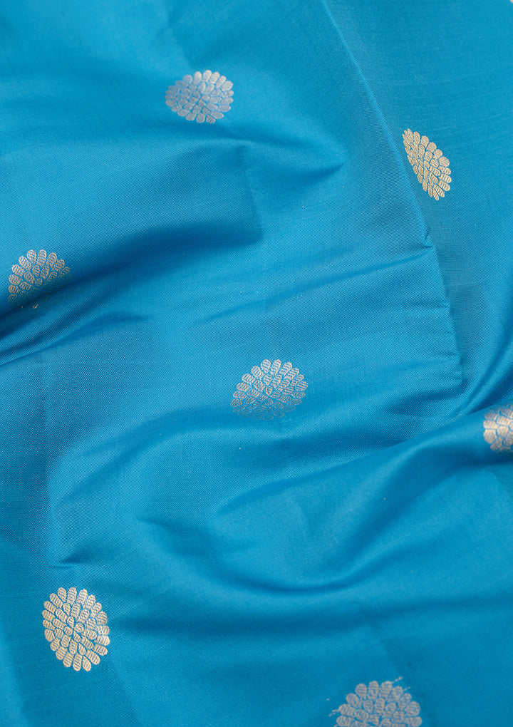 Blue Dharmavaram Pure Silk Saree With Matching Blouse Piece