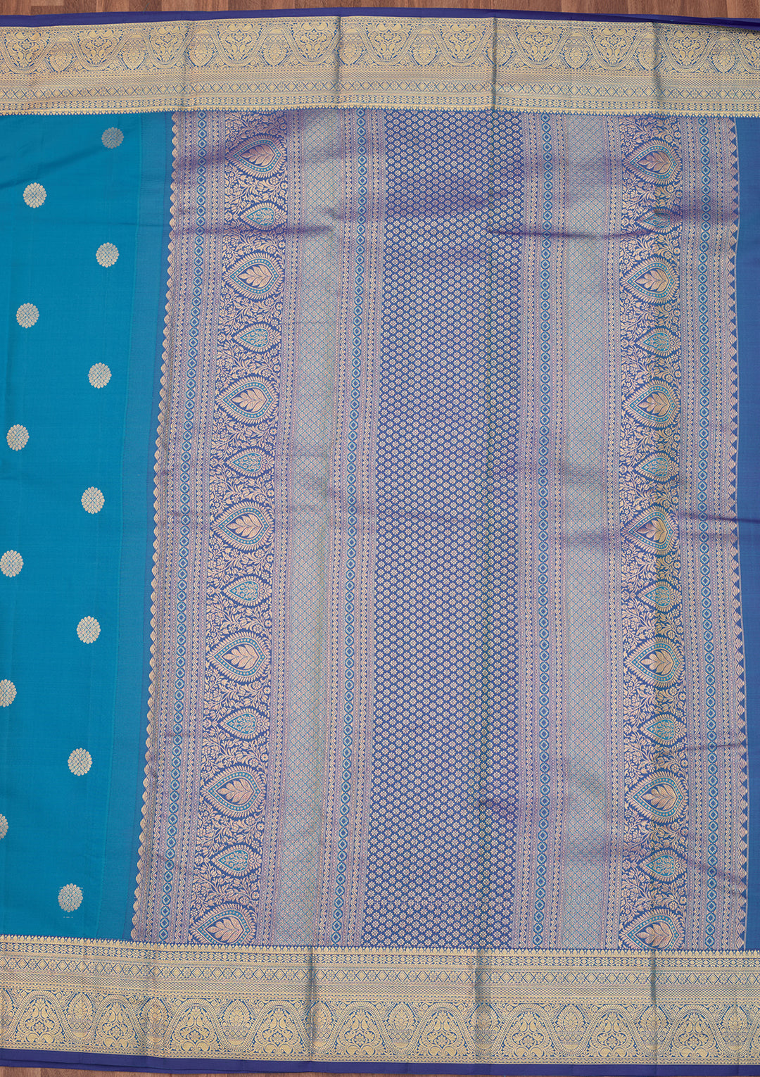 Blue Dharmavaram Pure Silk Saree With Matching Blouse Piece