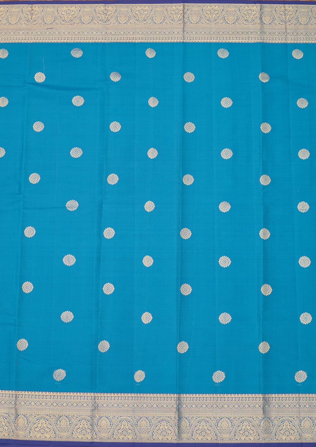 Blue Dharmavaram Pure Silk Saree With Matching Blouse Piece