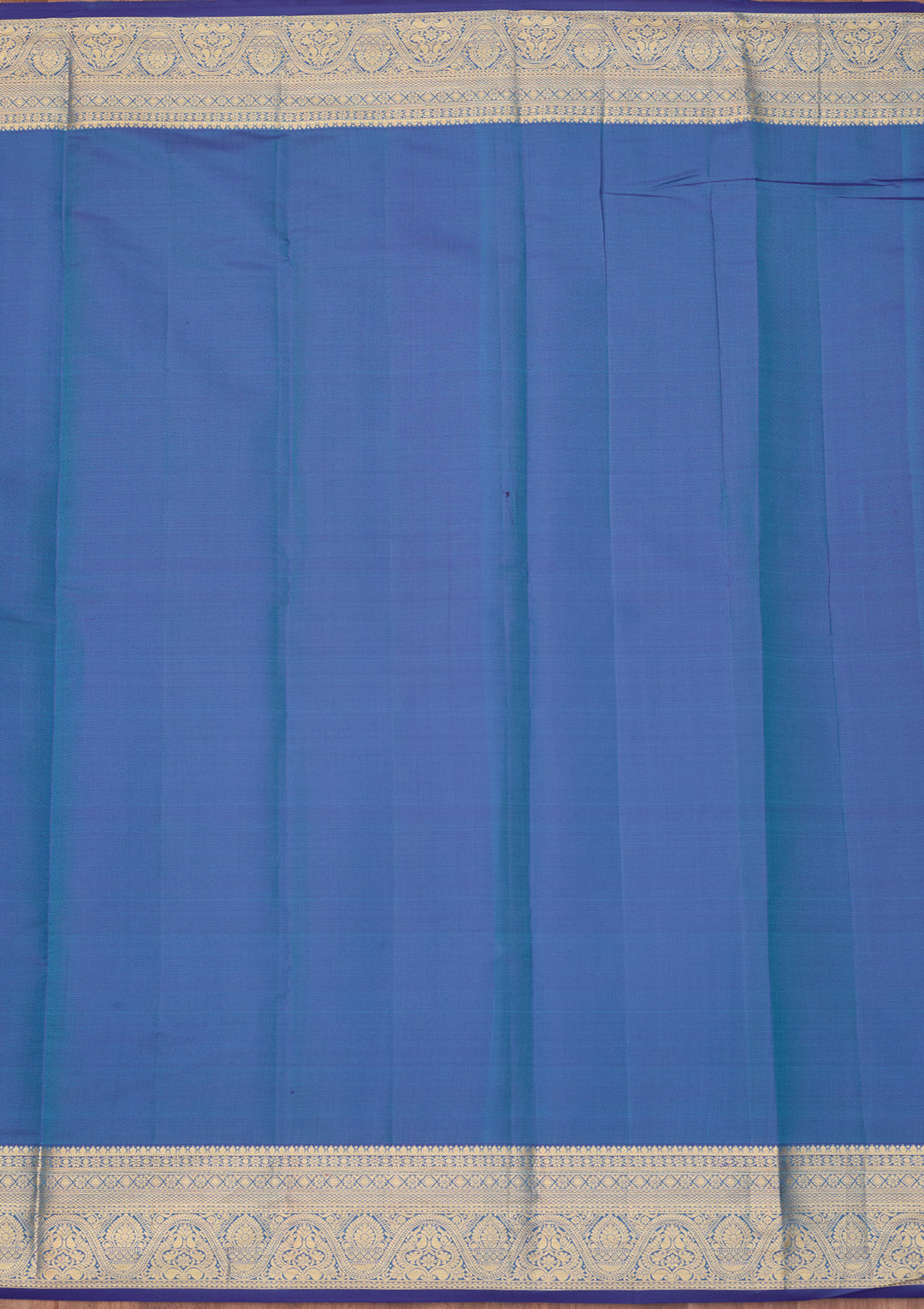 Blue Dharmavaram Pure Silk Saree With Matching Blouse Piece