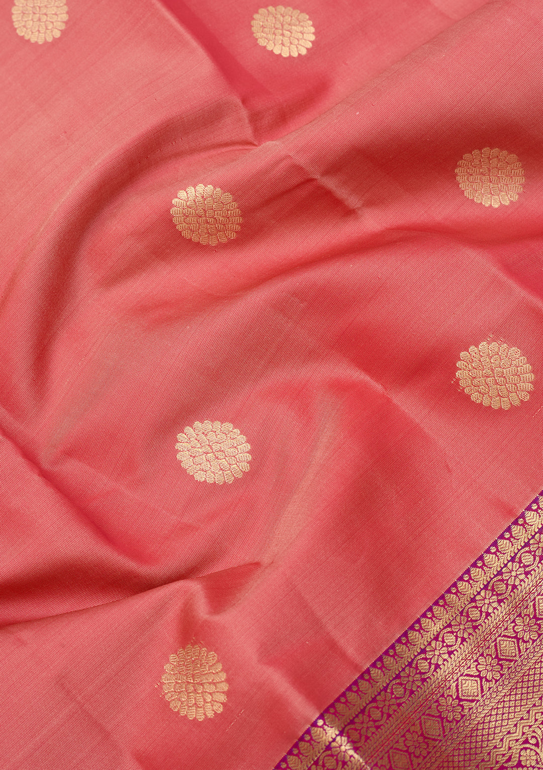 Onion Pink Dharmavaram Pure Silk Saree With Matching Blouse Piece