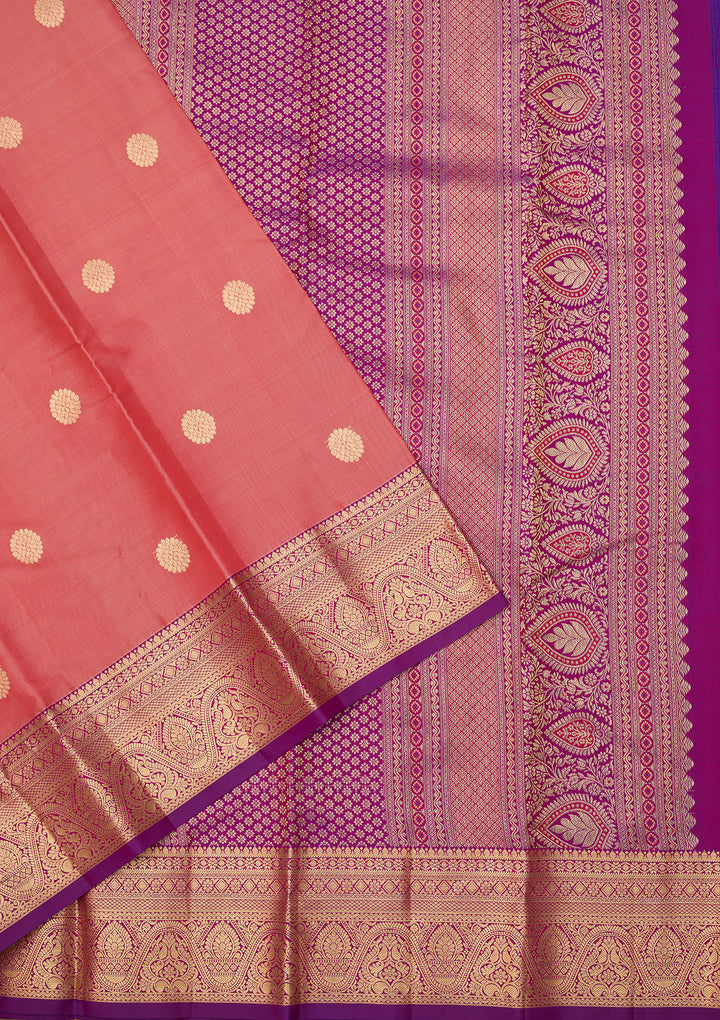 Onion Pink Dharmavaram Pure Silk Saree With Matching Blouse Piece