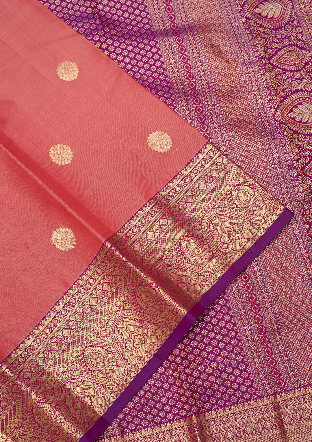 Onion Pink Dharmavaram Pure Silk Saree With Matching Blouse Piece